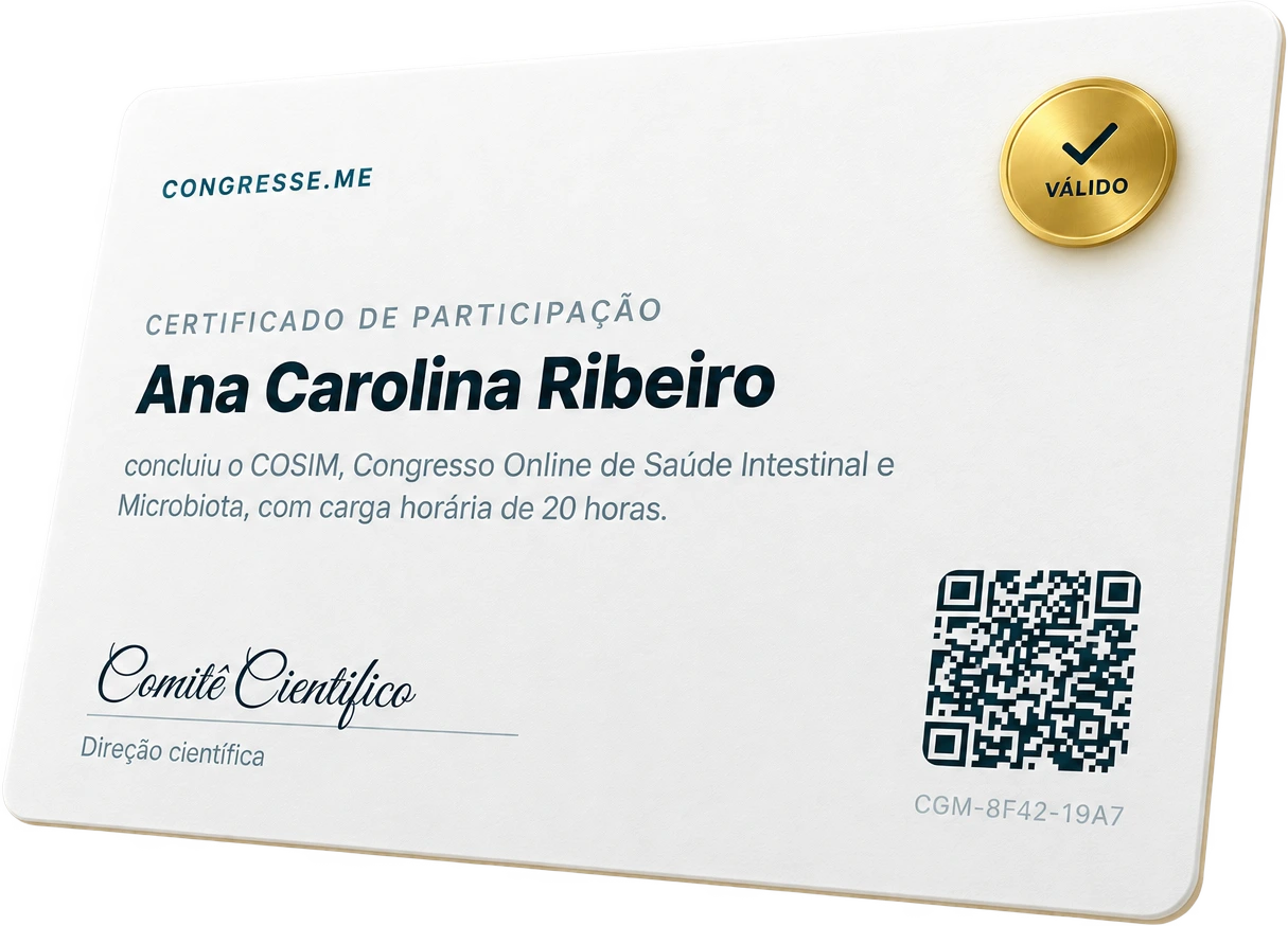 Certificado emitido pela plataforma, com selo de validação, assinatura e QR Code de conferência.